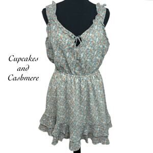 Cupcakes and Cashmere Floral Ruffle Trim Sundress NWT Size L